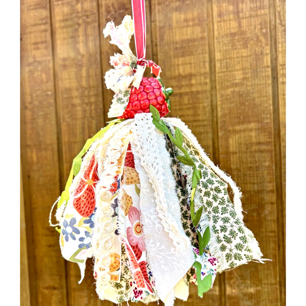 Upcycled Salt Shaker Tassel Ornament Boho Cottagecore Farmhouse Gift Raspberry